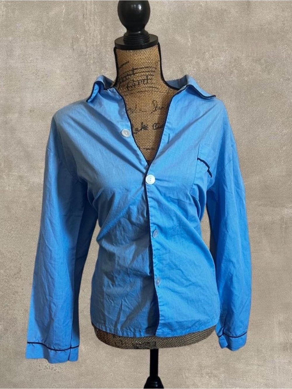 Firenze Women’s Sky Blue Button-Down Shirt with Contrast Trim